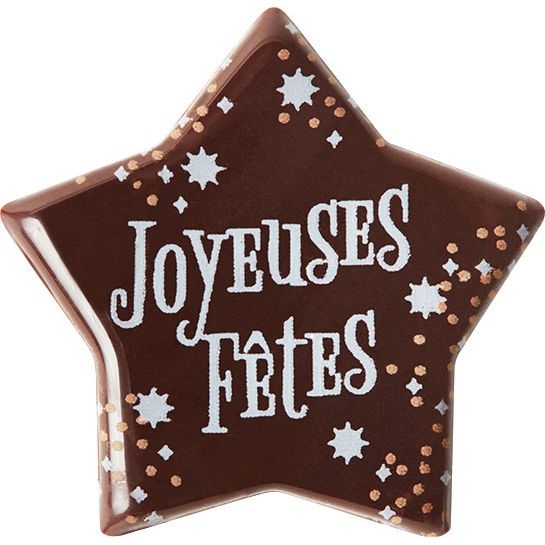 2 Plaquettes Etoile Joyeuses Ftes 2D L Etincelante (4, 5 cm) - Chocolat 