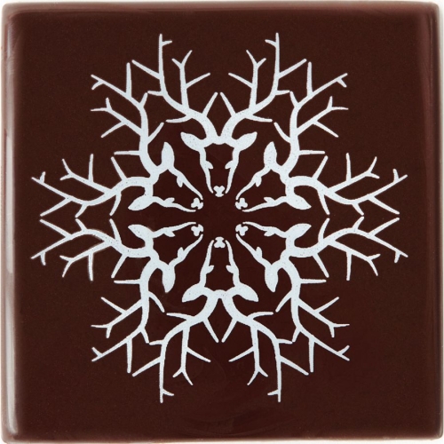 2 Embouts de Bûche Gamme Cerf Flocon (8 cm) - Chocolat 