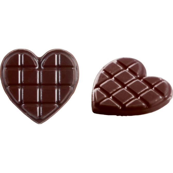2 Coeurs Tablette (4 x 3, 8 cm) - Chocolat Noir 