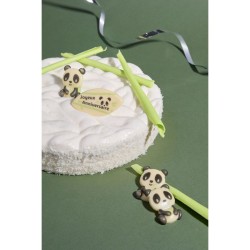 2 Feuilles Panda Joyeux Anniversaire (3 x 6 cm) - Chocolat Blanc. n1