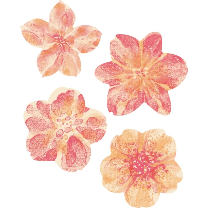 4 Fleurs Imprimes (5, 7 x 5, 1 cm) - Azyme 
