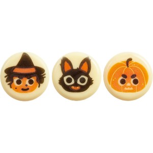 3 Mini Disques Halloween  2,5 cm - Chocolat Blanc