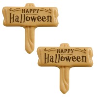 2 Panneaux Happy Halloween 5,7 cm - Chocolat Blond