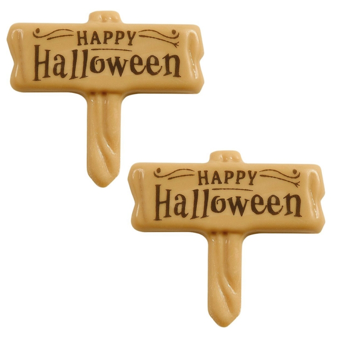 2 Panneaux Happy Halloween 5, 7 cm - Chocolat Blond 