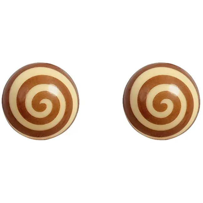 2 Boules 3D ( 2, 8 cm) Sapin Spiral Marron - Chocolat Blanc 