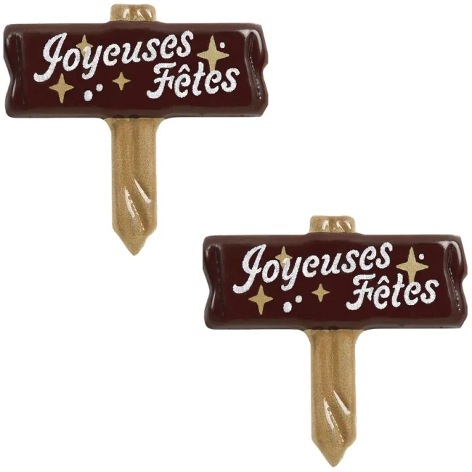 2 Panneaux Joyeuses Ftes (5, 7 cm) - Chocolat 