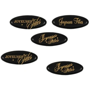 5 Petites Plaquettes Ovale Joyeuses Ftes (4 cm) - Chocolat