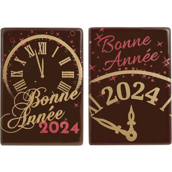 2 Plaquettes Rectangle Bonne Anne 2024 (6, 1 cm) - Chocolat 
