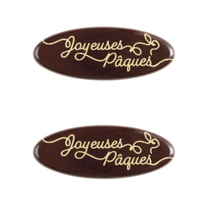 2 Plaquettes Ovale Joyeuses Pâques (5,2 cm) - Chocolat