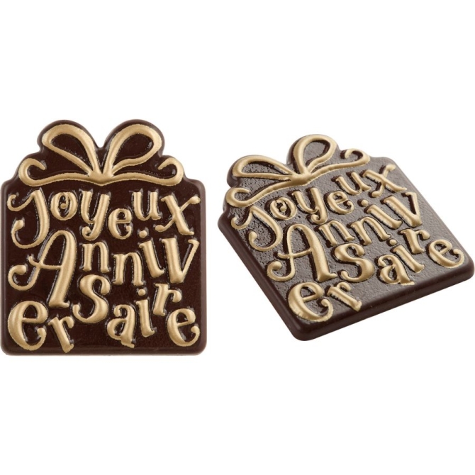 2 Paquets Cadeaux Imprim Joyeux Anniversaire (6, 3 cm) - Chocolat 