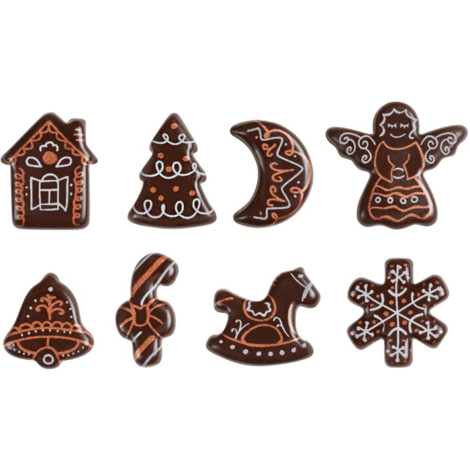 8 Dcors de Nol Gamme Crayonne (3 cm) - Chocolat 