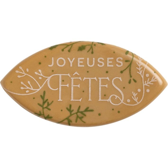 3 Feuilles Joyeuses Fêtes (6 cm) - Chocolat Blond 