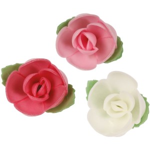 3 Petites Roses & ses Feuilles (4 cm) - Azyme