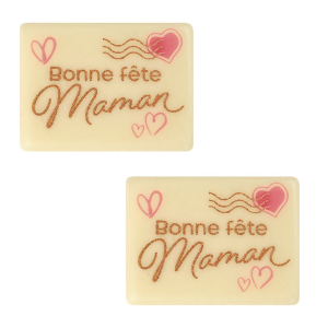 2 Plaquettes Enveloppe Bonne Fête Maman (4 cm) - Chocolat Blanc