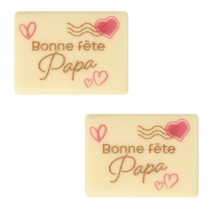 2 Plaquettes Enveloppe Bonne Fête Papa (4 cm) - Chocolat Blanc