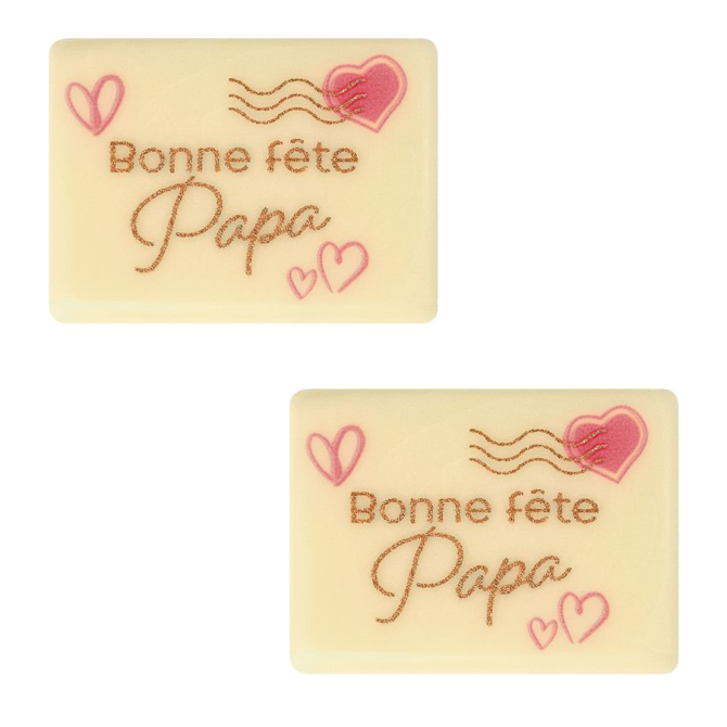 2 Plaquettes Enveloppe Bonne Fte Papa (4 cm) - Chocolat Blanc 
