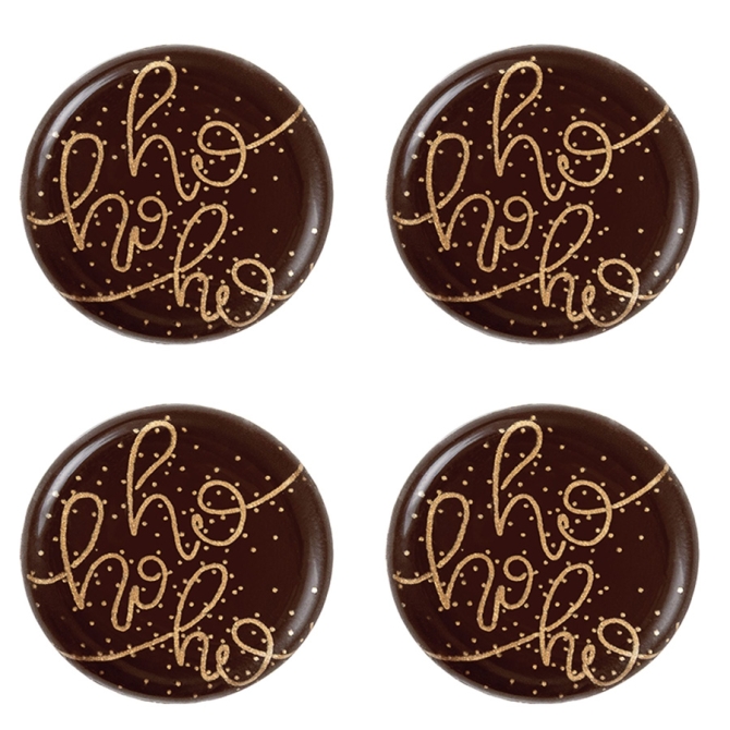 4 Mini Disques Ho Ho Ho Guirlande Festives (3 cm)  Chocolat 