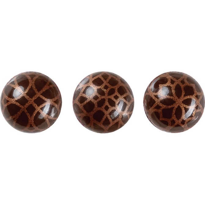 2 Boules 3D Surprises Pochoir Folklorique ( 2, 8 cm)  Chocolat 