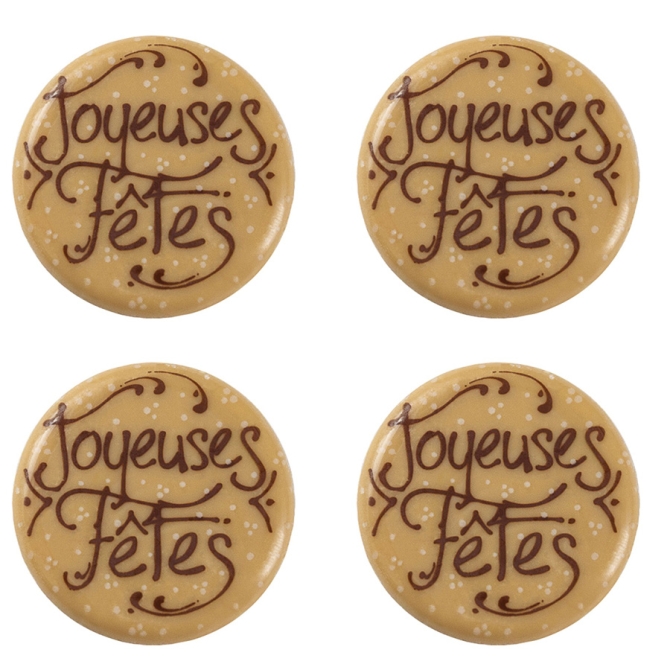 4 Mini Disques Joyeuses Ftes (3 cm)  Chocolat Blond 