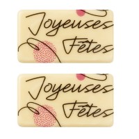 2 Plaquettes Joyeuses Ftes Surprises (5,5 cm) - Chocolat Blanc