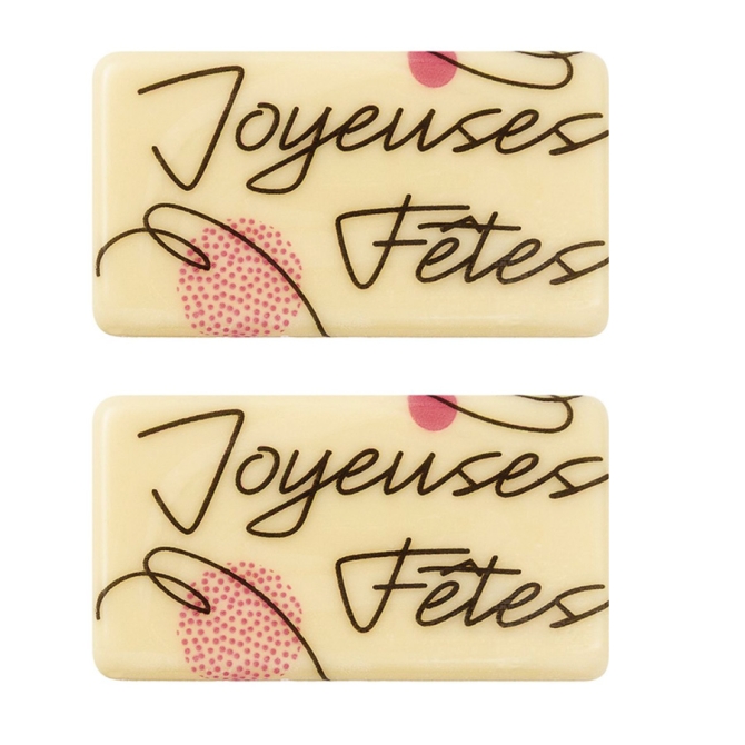 2 Plaquettes Joyeuses Ftes Surprises (5, 5 cm) - Chocolat Blanc 