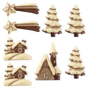 Asssortiment de 8 Dcors Village de Nol Papercut - Chocolat Blanc