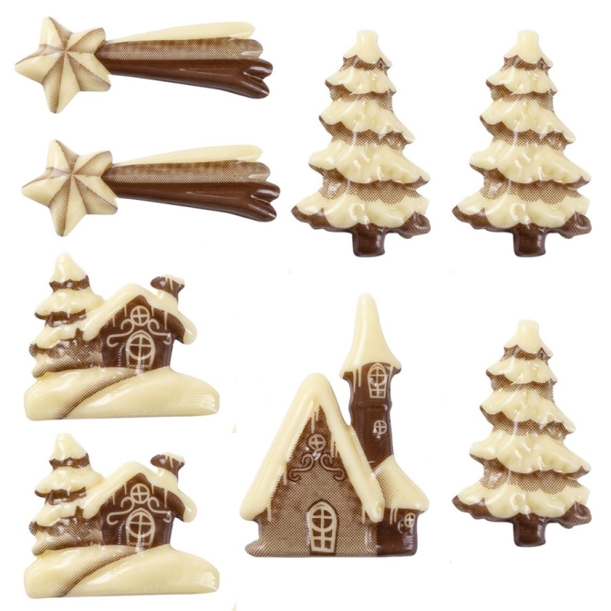 Asssortiment de 8 Dcors Village de Nol Papercut - Chocolat Blanc 