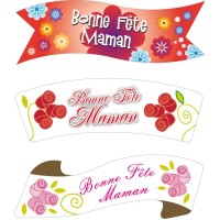 3 Banderoles Bonne F�te Maman 9,4 cm - Azyme