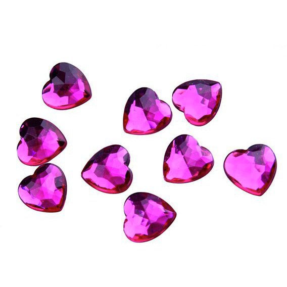 50 Confettis Coeurs Diamant Fuchsia (1, 5 cm) - Plastique 