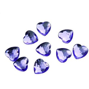 50 Confettis Coeurs Diamant Violet (1,5 cm) - Plastique