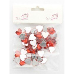 50 Confettis Coeurs Diamant Rouge (1, 5 cm) - Plastique. n1