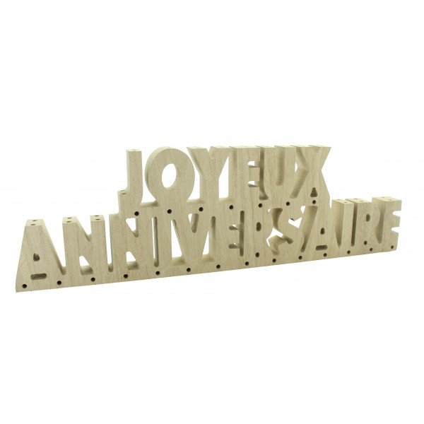 Supports Lettres Joyeux Anniversaire (39 cm) Bois Brut 