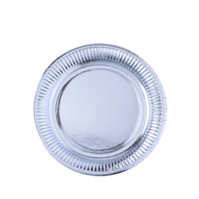 8 Assiettes Argent Miroir 