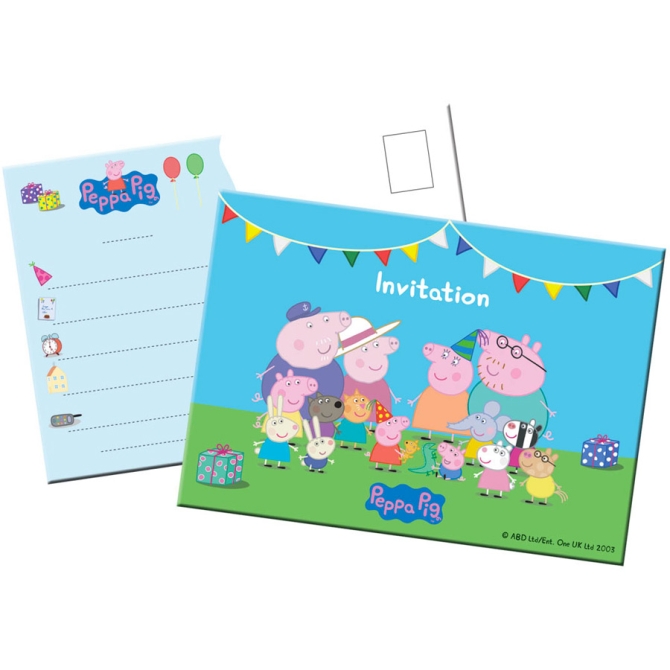 8 Invitations Peppa Pig Party 