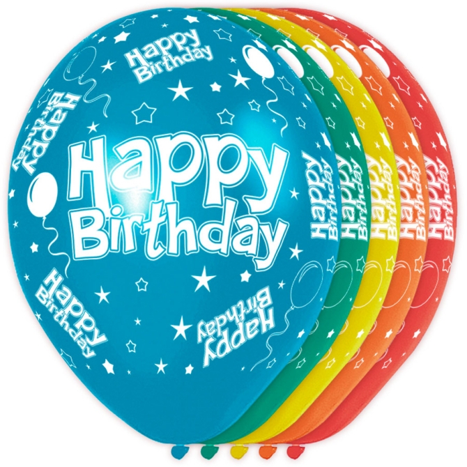 5 ballons Happy Birthday Rainbow 