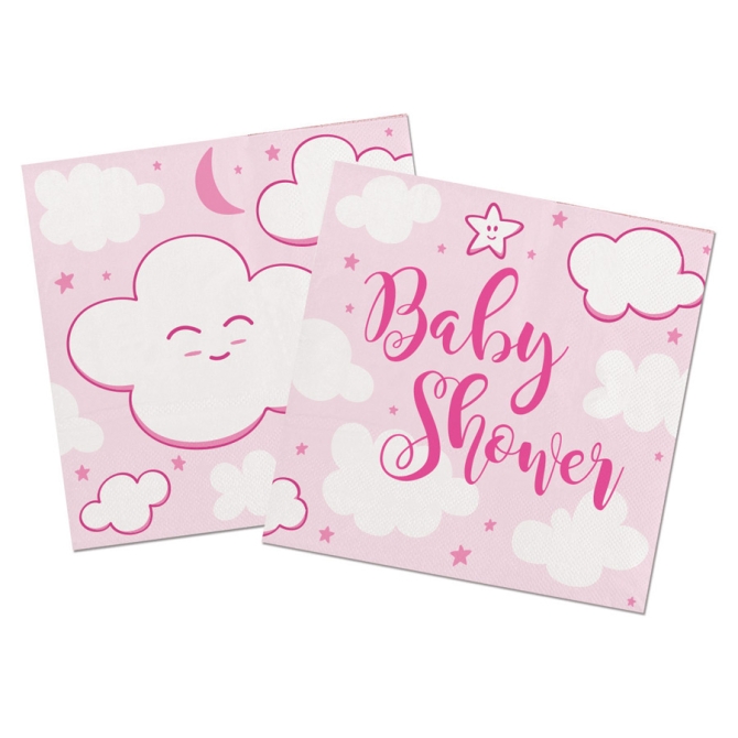 20 Serviettes Baby Shower Fille 