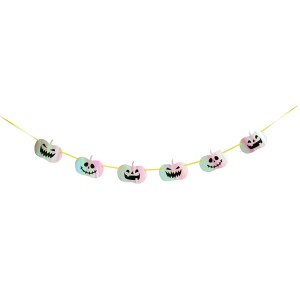 Guirlande Fanions Citrouilles Iridescent Pastel - 3m