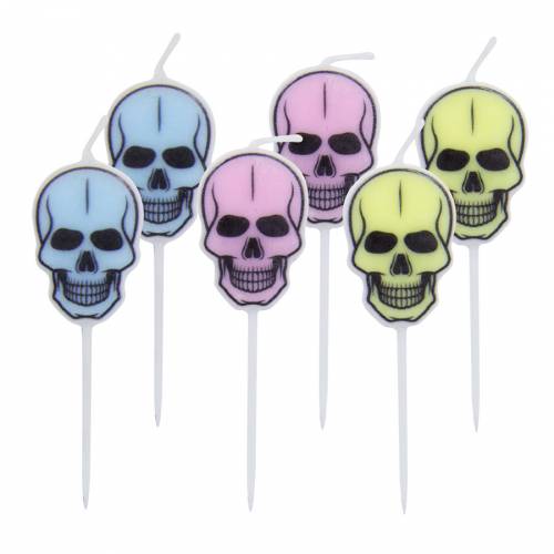 6 Bougies Tete De Mort Pastel Decoration Gateaux Halloween Annikids