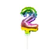 Cake Topper - Ballon Rainbow Chiffre 2
