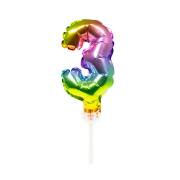 Cake Topper - Ballon Rainbow Chiffre 3