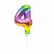 Cake Topper - Ballon Rainbow Chiffre 4