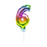 Cake Topper - Ballon Rainbow Chiffre 6