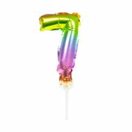 Cake Topper - Ballon Rainbow Chiffre 7