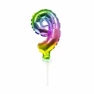 Cake Topper - Ballon Rainbow Chiffre 9