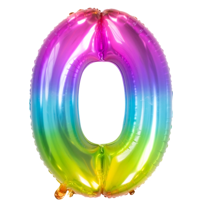 Ballon Gant Rainbow Chiffre 0 - 81 cm 