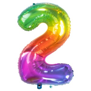 Ballon Gant Rainbow Chiffre 2 - 81 cm
