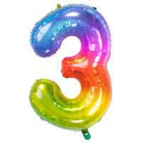 Ballon Gant Rainbow Chiffre 3 - 81 cm