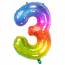 Ballon Gant Rainbow Chiffre 3 - 81 cm