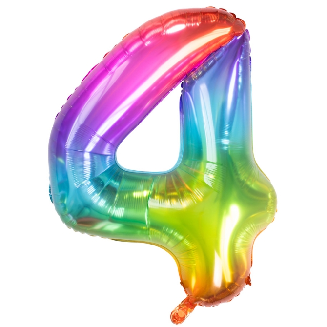 Ballon Gant Rainbow Chiffre 4 - 81 cm 