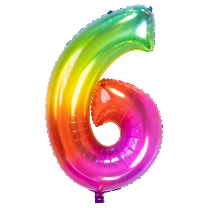 Ballon Gant Rainbow Chiffre 6 - 81 cm 